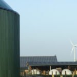 Wind turbines and a solar farm
