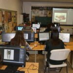 Students in a technology classroom