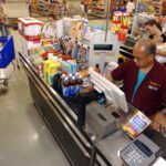 A family shopping at a supermarket