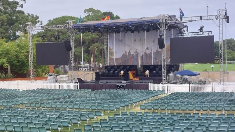 Graduation ceremony stage and seating at Curtin University in Bentley, Western Australia