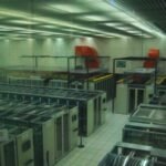 Rows of computer servers in a data centre