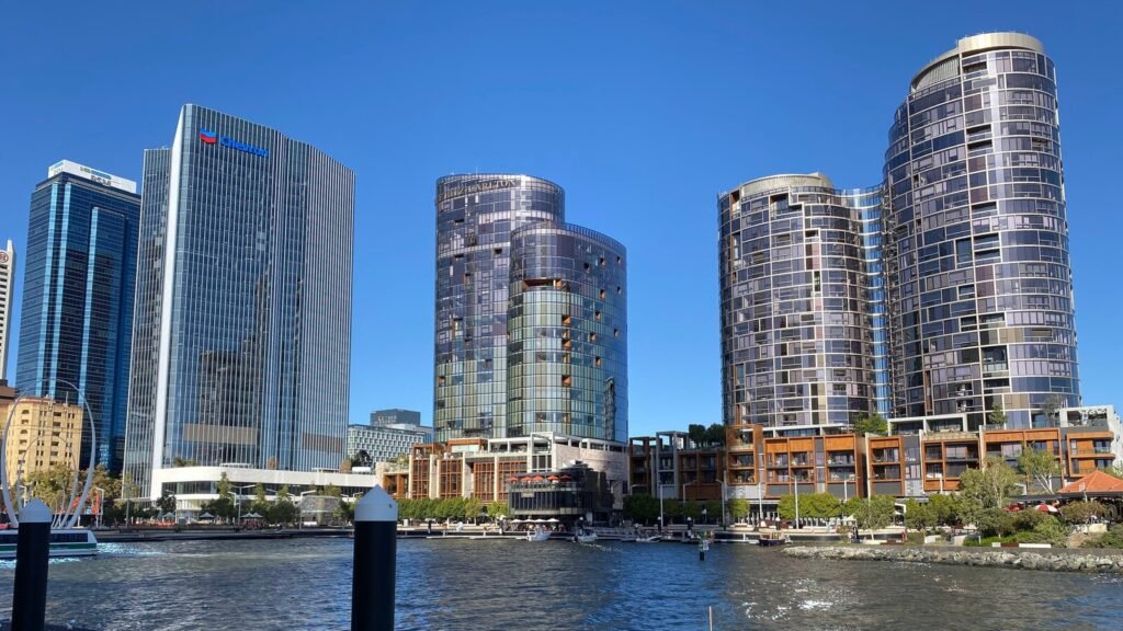 Perth central business district skyline near Elizabeth Quay